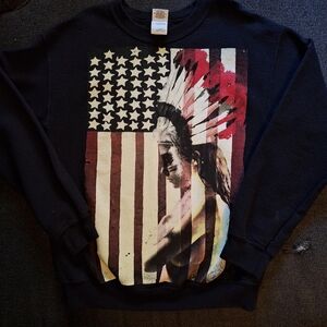 *[[Gildan]]* Vintage flag graphic print sweatshirt.